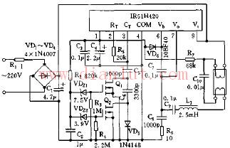 IR51H420 with preheating start 13W energy saving lamp circuit schematic