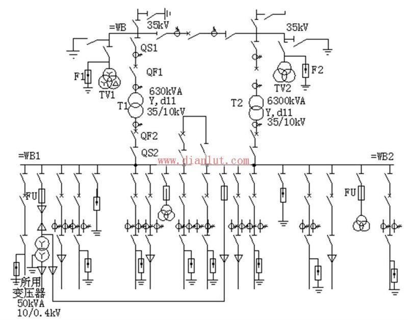 Substation main wiring circuit schematic