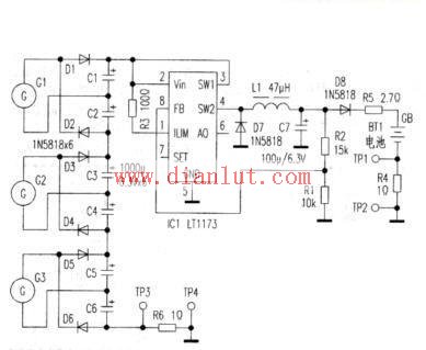 Control circuit for charging wind turbines