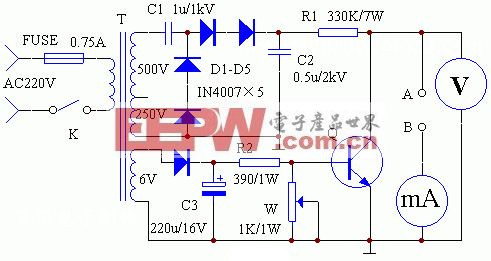 Simple withstand voltage tester circuit