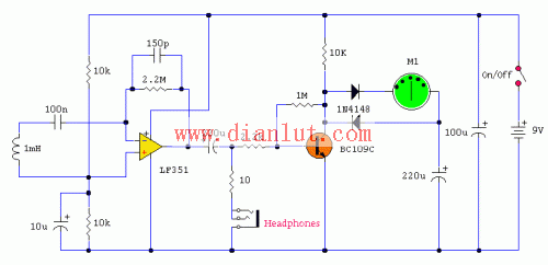 Electromagnetic field probe output and instrument circuit schematic