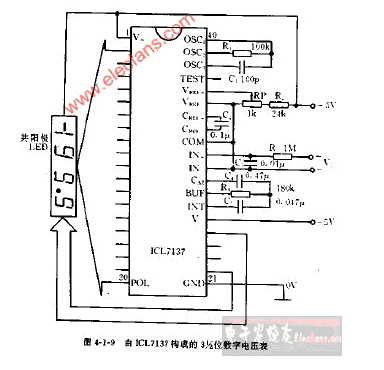 2-bit digital voltmeter circuit composed of ICL7137