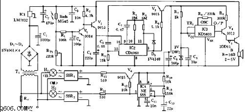 Self-control color-changing voice advertising light box circuit diagram