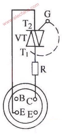 Principle circuit for detecting bidirectional thyristor by digital multimeter
