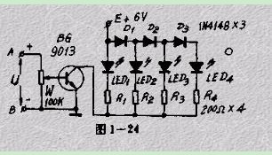 Principle circuit of simple LED voltmeter