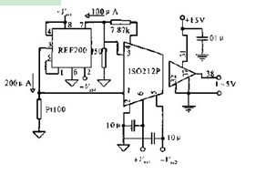 Isolated and amplified platinum resistance temperature measuring circuit