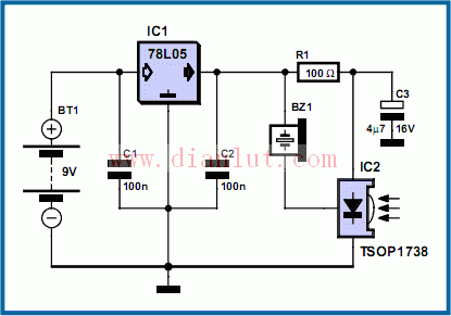 Infrared remote control tester circuit schematic