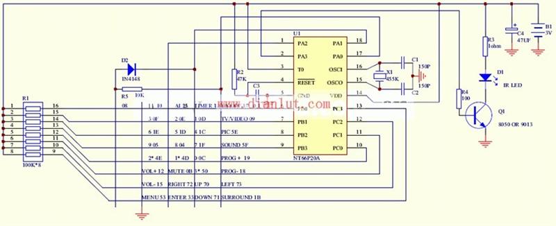 Color TV remote control circuit