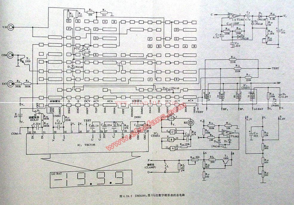 DM6266 digital clamp meter circuit schematic