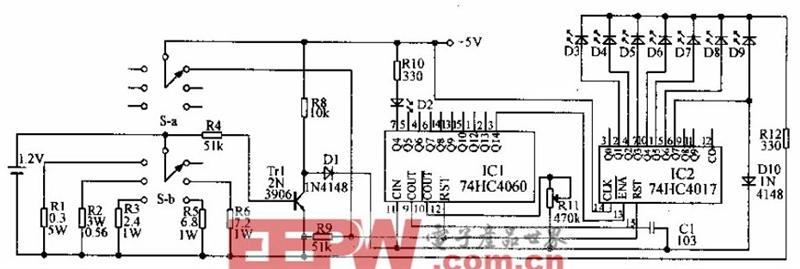 Rechargeable battery tester circuit schematic