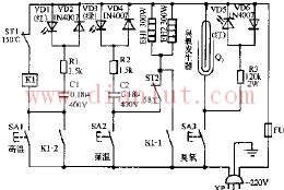 Gree ZTP-75A dual function electronic disinfection cabinet circuit schematic