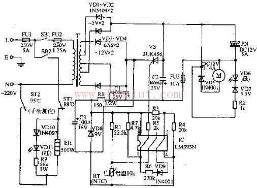 Angel JD-21T ice hot water dispenser circuit