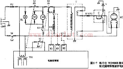 Galanz WD900B digital control grill microwave oven circuit schematic