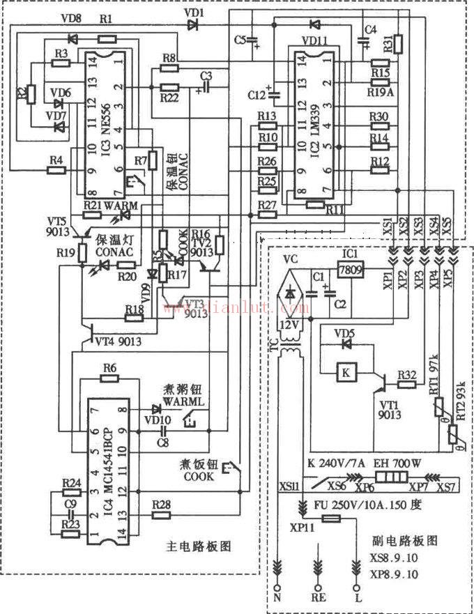 The total circuit of the beautiful CFXB40-32 rice cooker