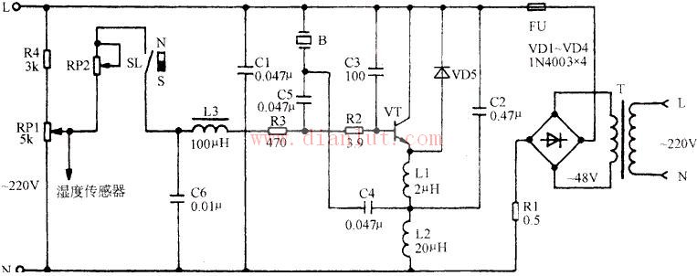 TD-5 ultrasonic micro atomizing humidifier circuit