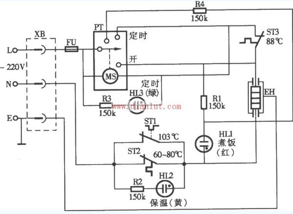 Timed automatic rice cooker circuit