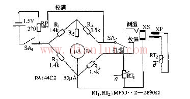 MF53--type thermistor humidity measuring circuit schematic