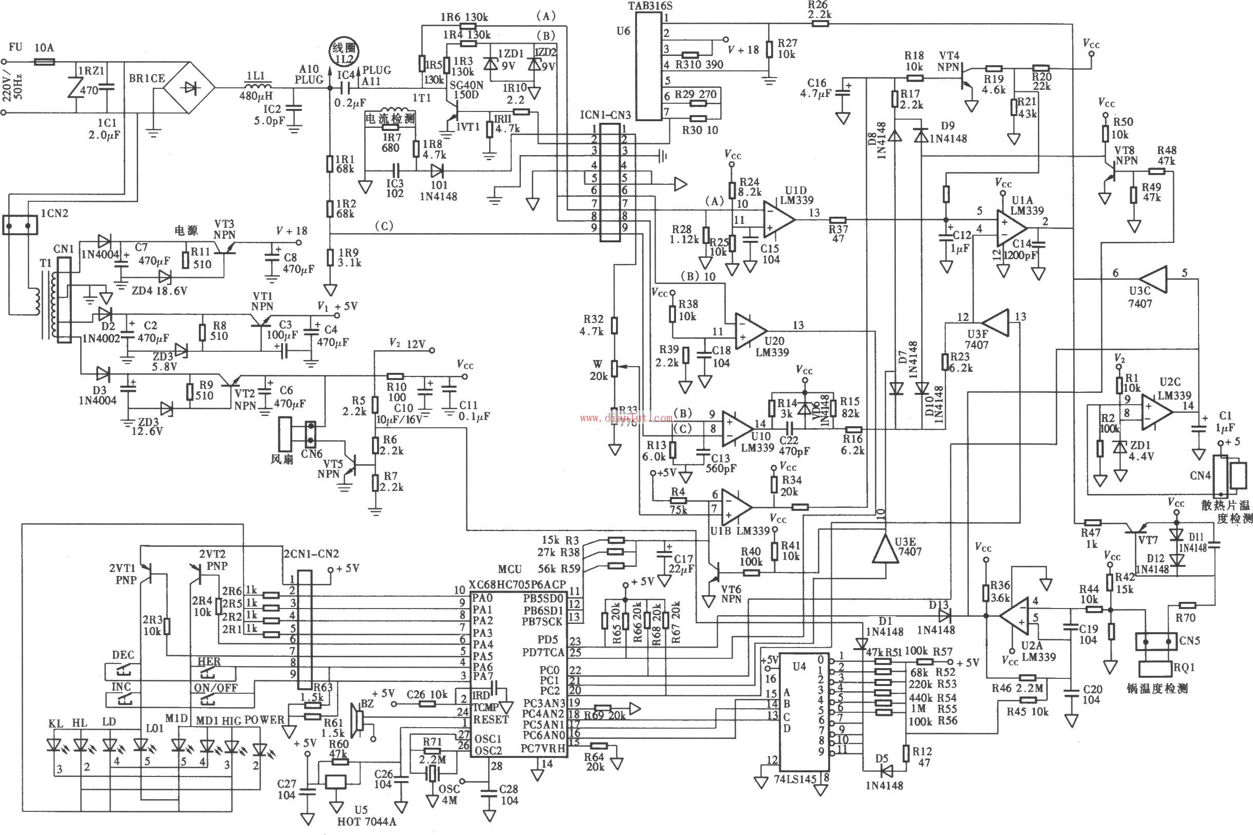 Wanbao DC2-13 series computerized induction cooker circuit design