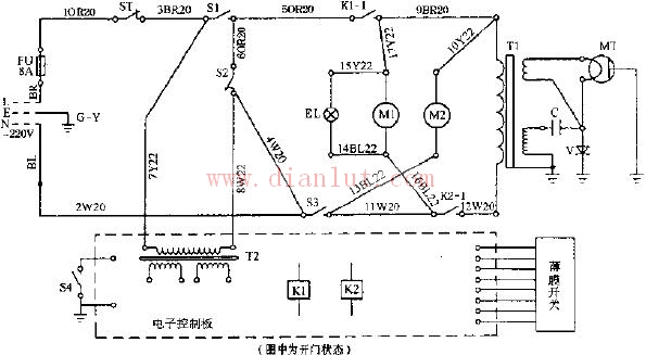 Fuji Bao W-8511 computer microwave oven circuit schematic