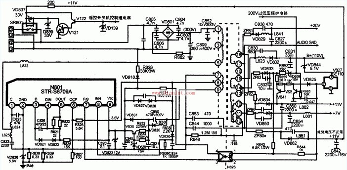 Color TV rear projection main switching power supply circuit