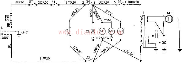 Fujitsu W-8512 mechanical microwave oven circuit schematic