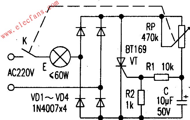 Table lamp dimming circuit