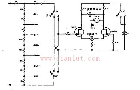 Field effect transistor voltmeter circuit principle