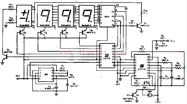 3-digit common anode display digital voltmeter circuit design