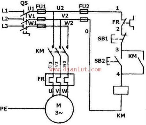 Three-phase asynchronous motor self-locking control circuit