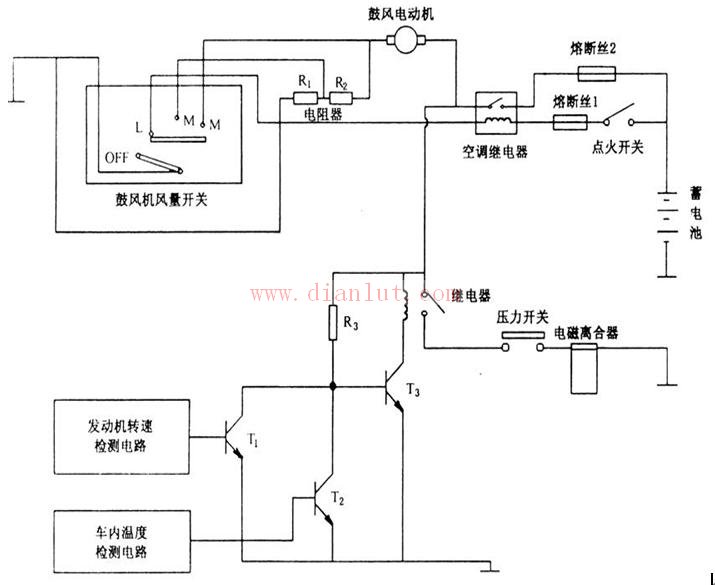 Automotive air conditioning system control circuit