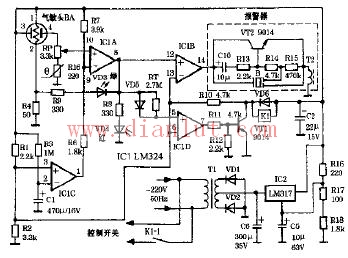 Lingda brand YPZ5-4D automatic range hood circuit schematic