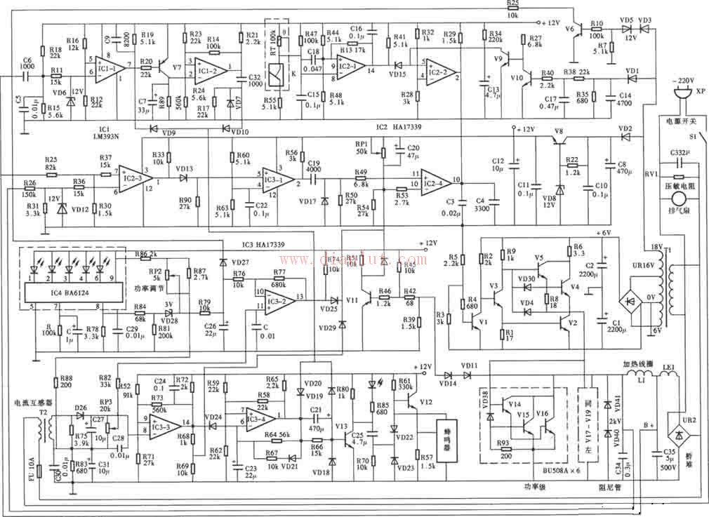 Yonghua M0-88 induction cooker circuit schematic