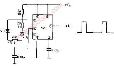 Multi-vibrator circuit diagram with constant duty cycle and constant frequency