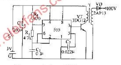 555 DC 3V conversion DC 100V circuit