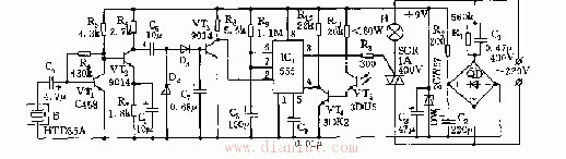 New 555 sound and light double control delay lighting power saving lamp circuit diagram