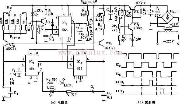 No-head capacitance measuring instrument circuit