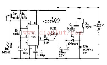 Flash security light circuit based on 555 timer