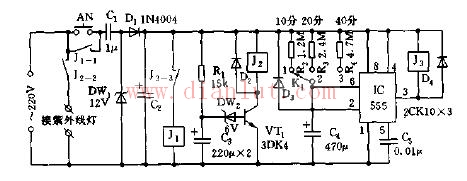 Automatic control device circuit based on 555 circuit