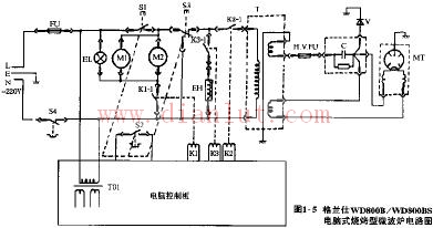 Galanz WD800B WD800BS computer barbecue microwave oven circuit schematic
