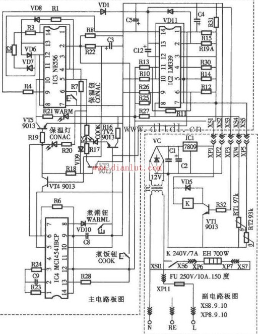 Rongsheng CFXB50-90DA rice cooker circuit design