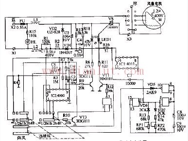 Chrysanthemum brand FL40-12 floor fan circuit