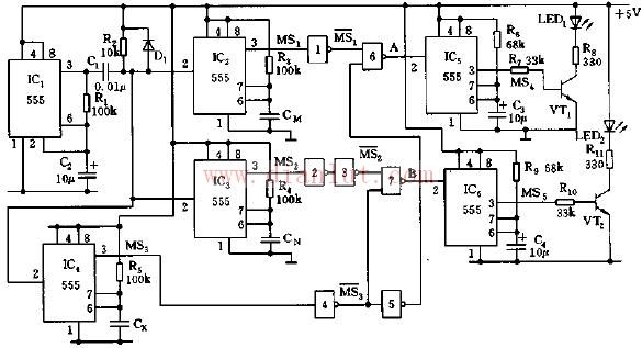 Capacitor screening circuit based on 555 timer