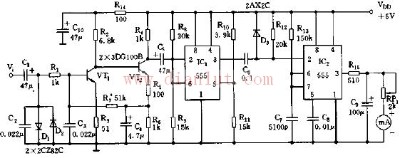 Electronic tachometer circuit based on 555 timer