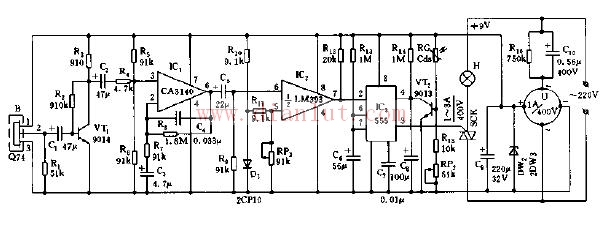 Pyroelectric infrared sensing and illumination double control delay energy saving lamp circuit