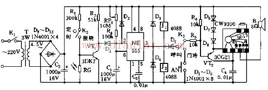 Multi-function timing pager circuit based on NE555