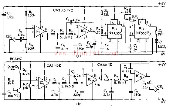 Optical circuit based on NE555 for optical fiber connection