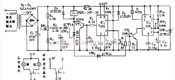 AC voltage regulator delay overvoltage alarm circuit