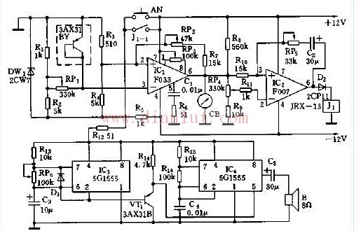 Warehouse temperature measurement, alarm circuit