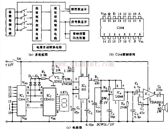 Sound circuit of residential building intelligent alarm system