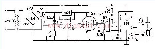 Simple gas smoke alarm circuit